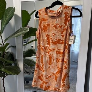 Orange Abstract Floral Sleeveless Shift Dress